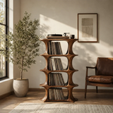 Slender Natural Solid Wood Audio Storage Cabinet for Vinyl Record Collections - Arboriswood