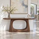 Sofa Console Table with Open-Loop Pedestal Base and Pill-Shaped Oval Top - Arboriswood - 2