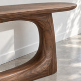 Sofa Console Table with Open-Loop Pedestal Base and Pill-Shaped Oval Top - Arboriswood - 4