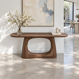Sofa Console Table with Open-Loop Pedestal Base and Pill-Shaped Oval Top - Arboriswood - 5