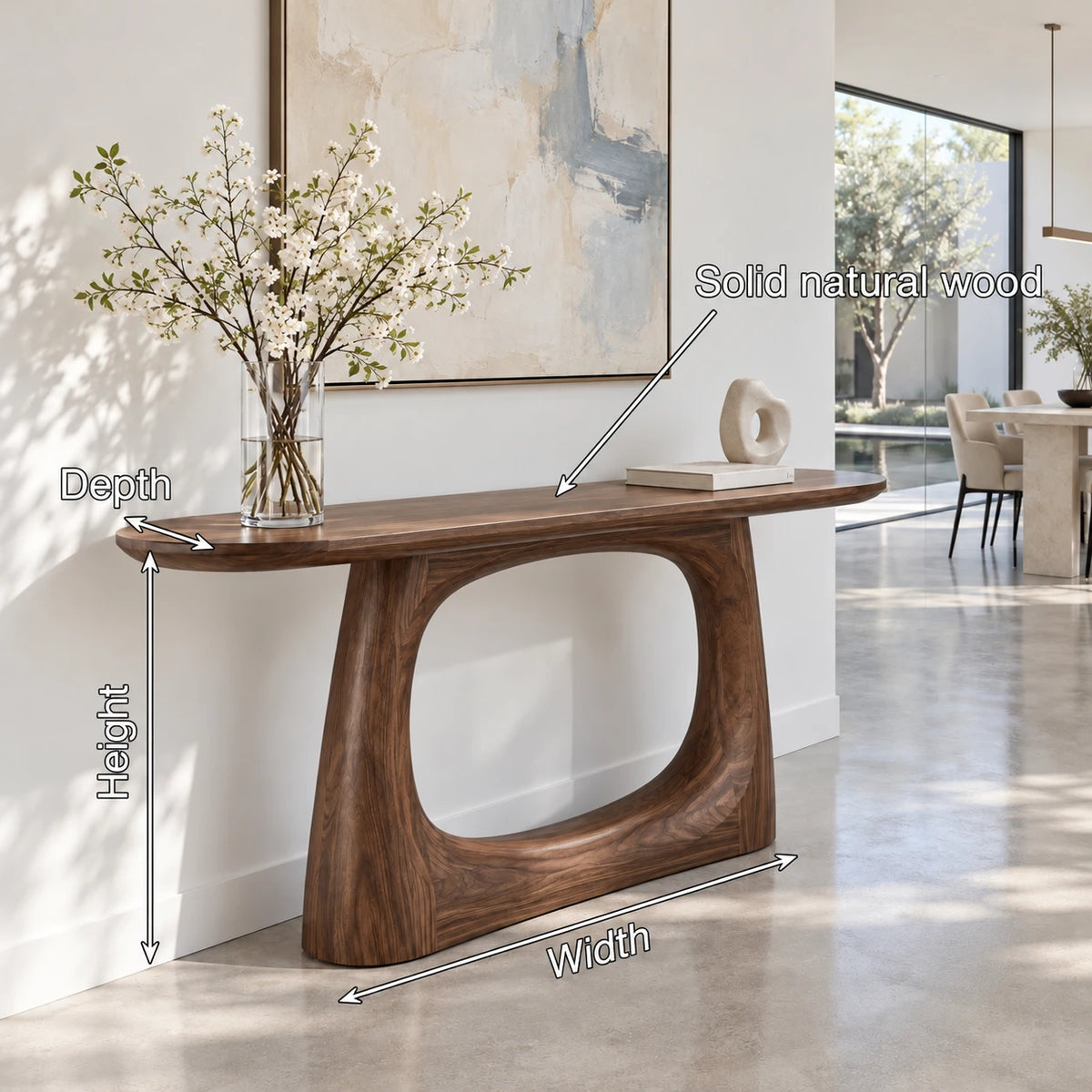 Sofa Console Table with Open-Loop Pedestal Base and Pill-Shaped Oval Top - Arboriswood - 7