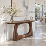 Sofa Console Table with Open-Loop Pedestal Base and Pill-Shaped Oval Top - Arboriswood - 7