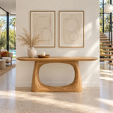 Sofa Console Table with Open-Loop Pedestal Base and Pill-Shaped Oval Top - Arboriswood - 8