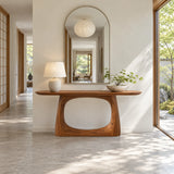 Sofa Console Table with Open-Loop Pedestal Base and Pill-Shaped Oval Top - Arboriswood - 9