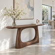 Sofa Console Table with Open-Loop Pedestal Base and Pill-Shaped Oval Top - Arboriswood
