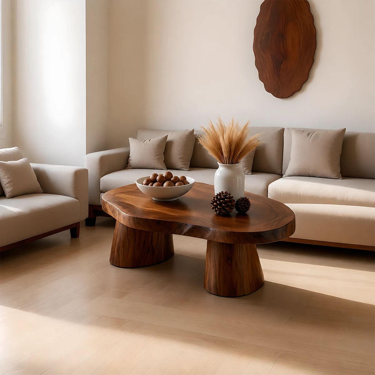 Soft Modern Coffee Table Sculpted Solid Wood Organic Design - ArborisWood - 10