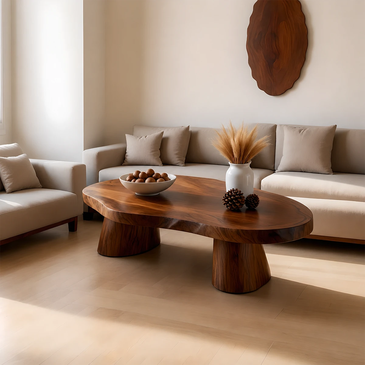 Soft Modern Coffee Table Sculpted Solid Wood Organic Design - ArborisWood - 11
