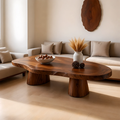 Soft Modern Coffee Table Sculpted Solid Wood Organic Design - ArborisWood - 12