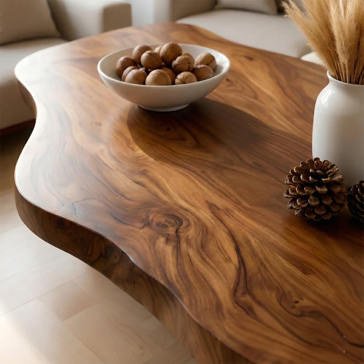 Soft Modern Coffee Table Sculpted Solid Wood Organic Design - ArborisWood - 3