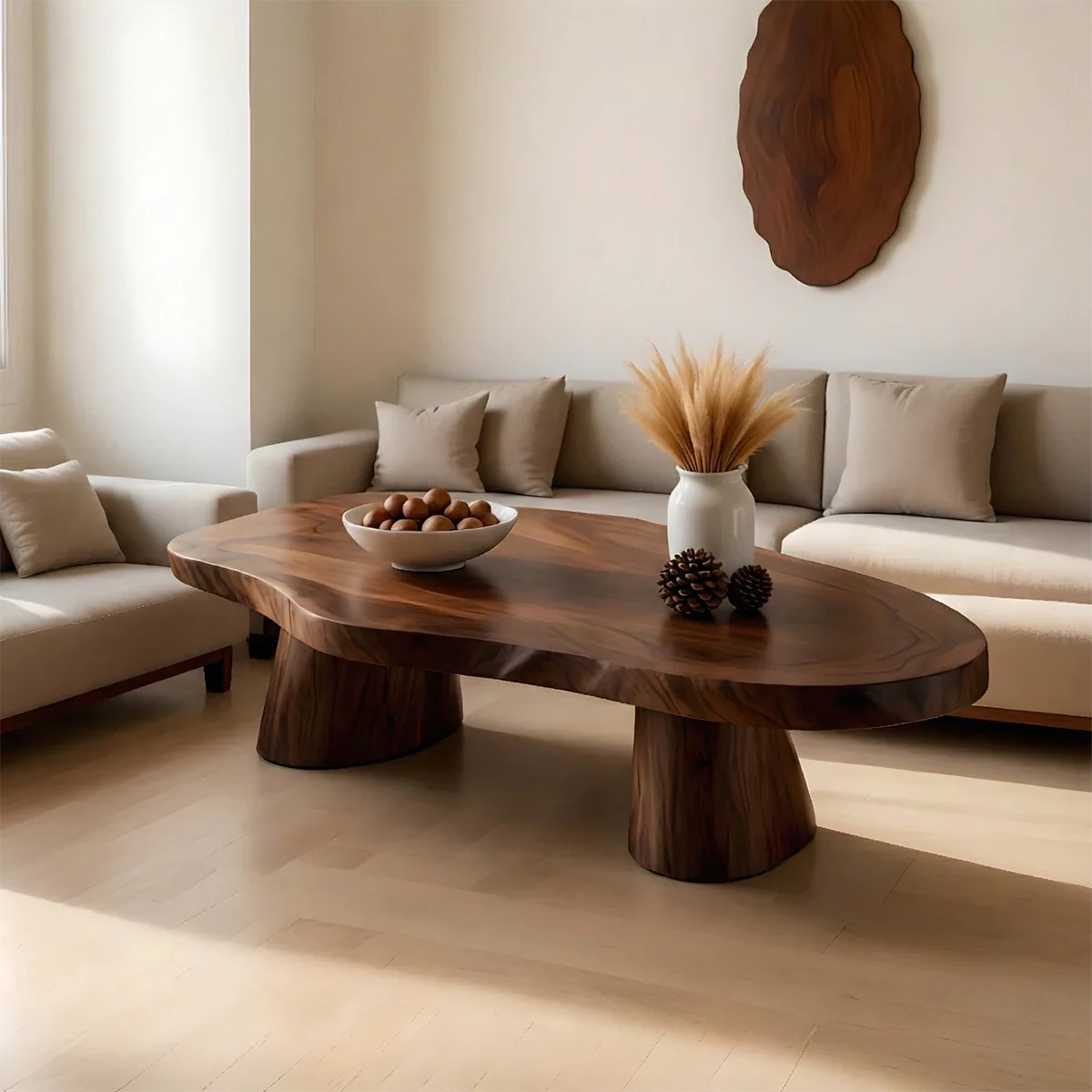 Soft Modern Coffee Table Sculpted Solid Wood Organic Design - ArborisWood - 5