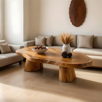 Soft Modern Coffee Table Sculpted Solid Wood Organic Design - ArborisWood - 6