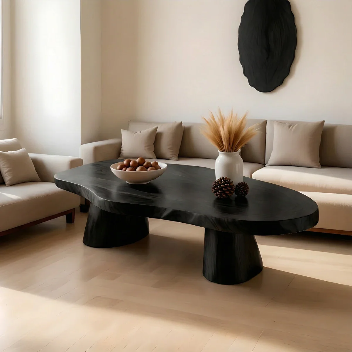 Soft Modern Coffee Table Sculpted Solid Wood Organic Design - ArborisWood - 7