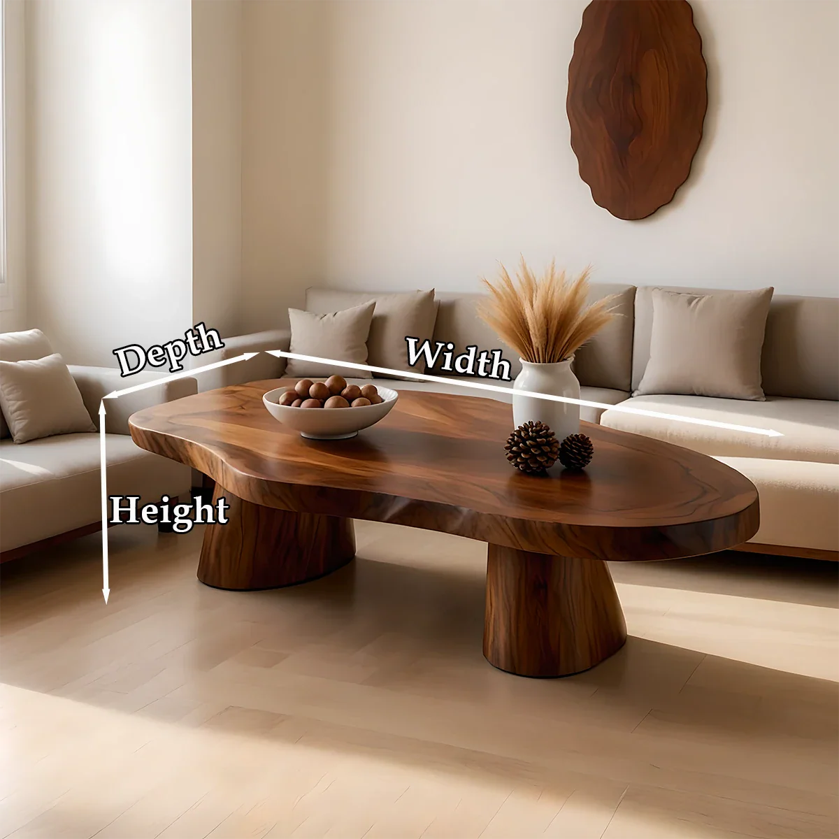Soft Modern Coffee Table Sculpted Solid Wood Organic Design - ArborisWood - 9