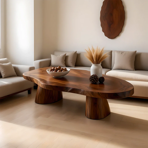 Soft Modern Coffee Table Sculpted Solid Wood Organic Design - ArborisWood