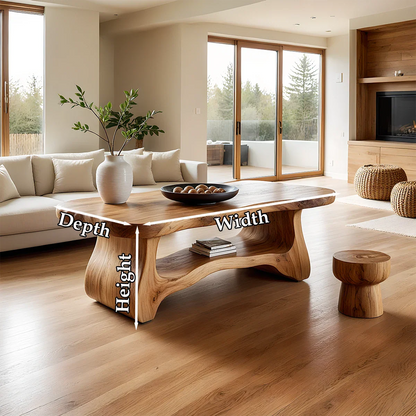 Solid Wood Coffee Table Organic Shape Modern Living Room Table - ArborisWood - 10
