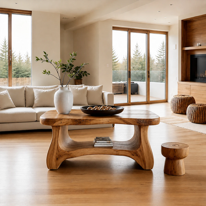Solid Wood Coffee Table Organic Shape Modern Living Room Table - ArborisWood - 12