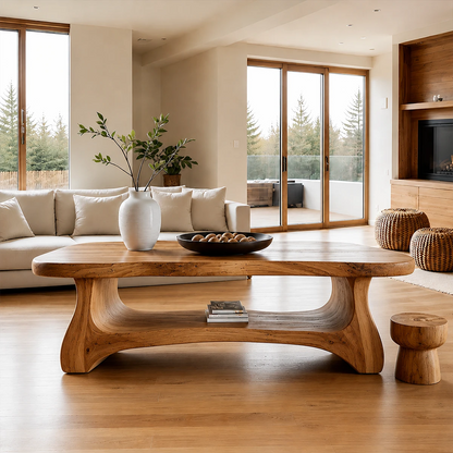 Solid Wood Coffee Table Organic Shape Modern Living Room Table - ArborisWood - 13