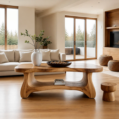 Solid Wood Coffee Table Organic Shape Modern Living Room Table - ArborisWood - 3