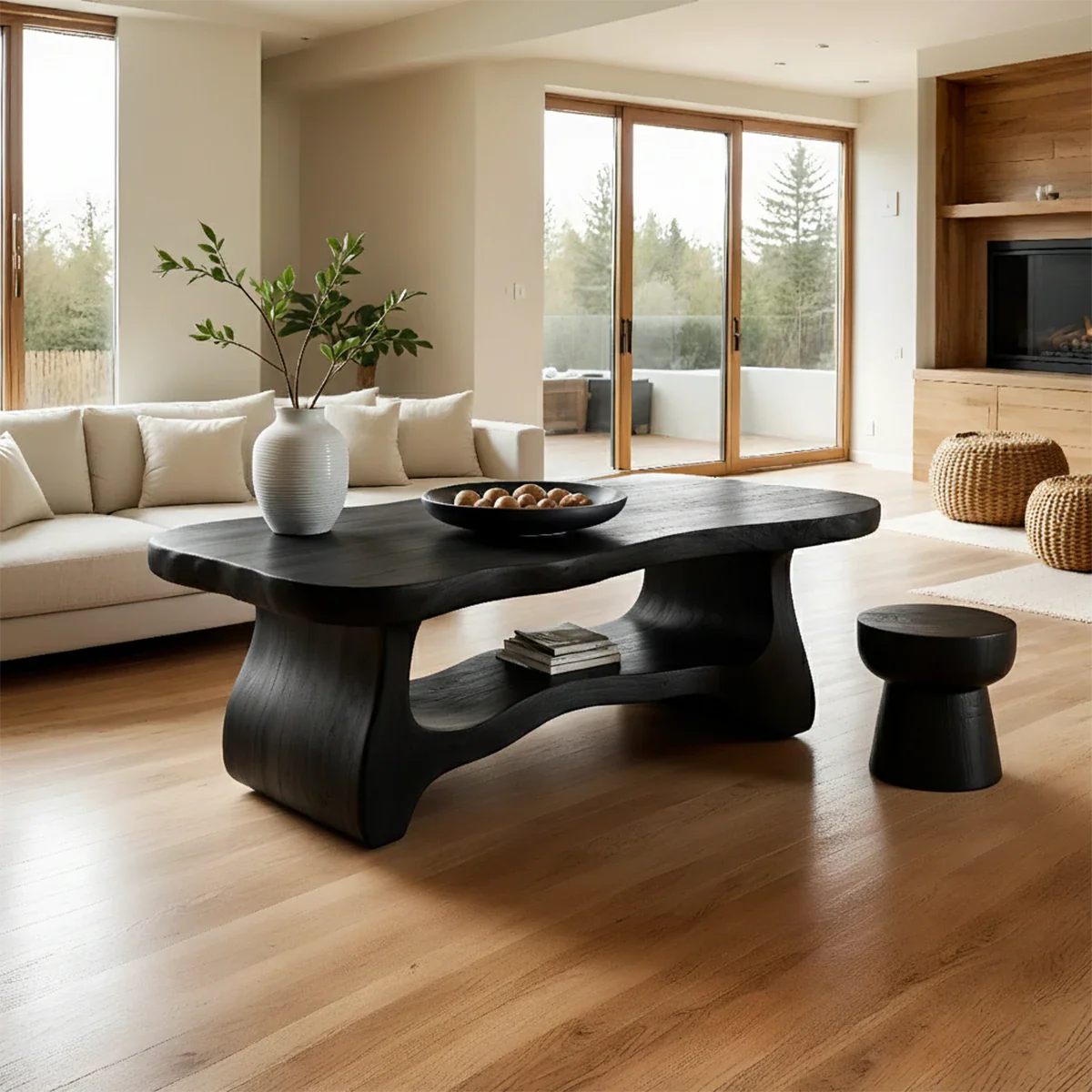 Solid Wood Coffee Table Organic Shape Modern Living Room Table - ArborisWood - 8