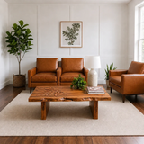 Solid Wood Coffee Table with Hand-Carved Leaf Pattern and Live Edge - Arboriswood - 13
