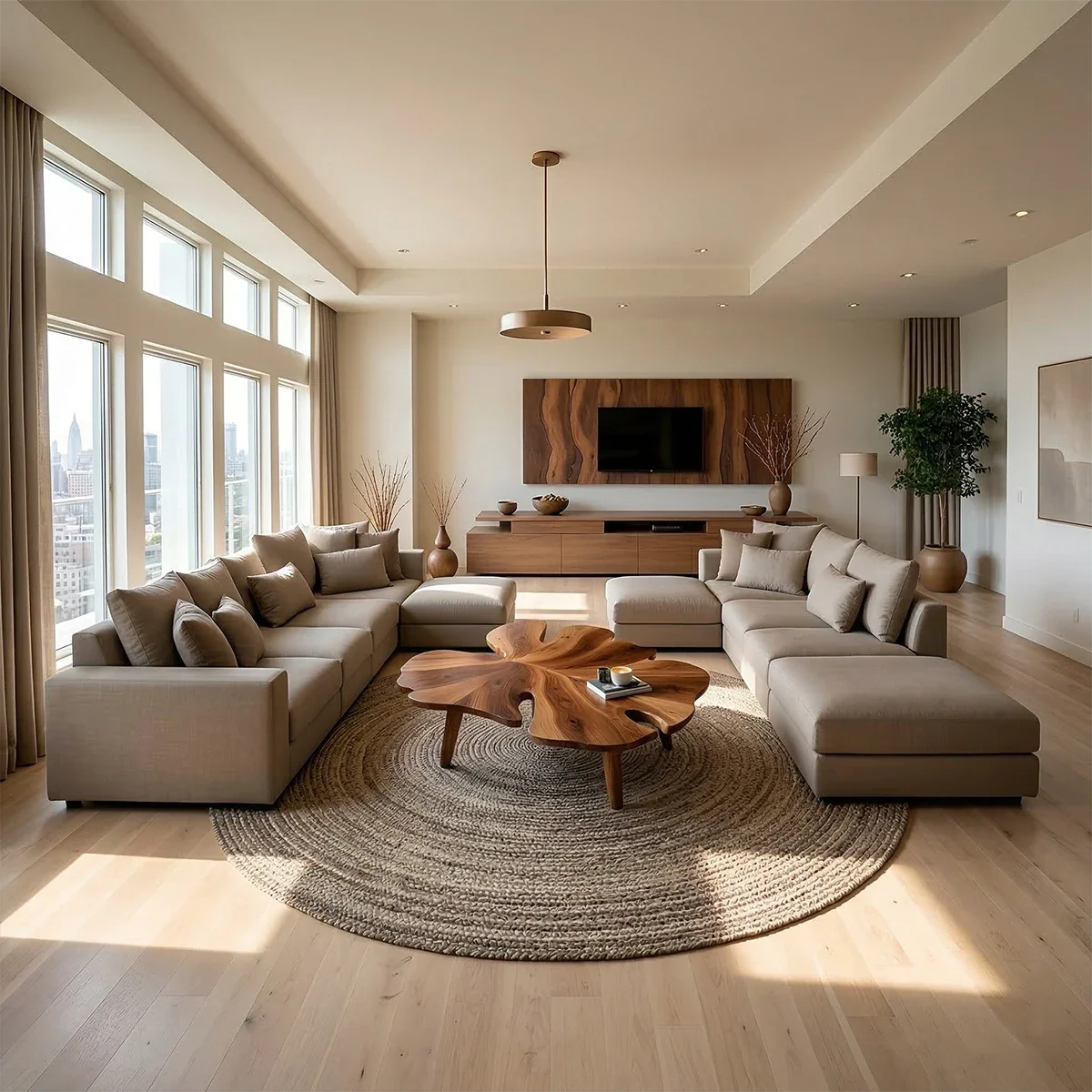 Solid Wood Coffee Table with Leaf-Inspired Shape and Sculptural Top - ArborisWood - 2