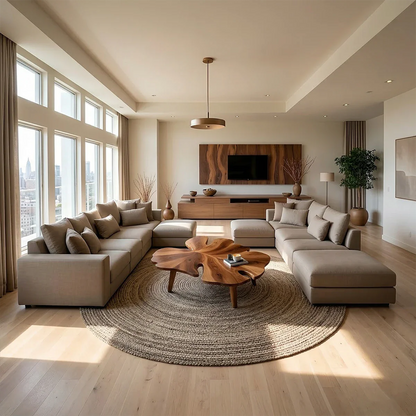 Solid Wood Coffee Table with Leaf-Inspired Shape and Sculptural Top - ArborisWood - 2