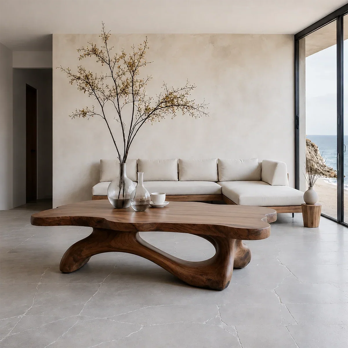 Solid Wood Coffee Table with Live Edge Top and Sculptural Base - Arboriswood - 12