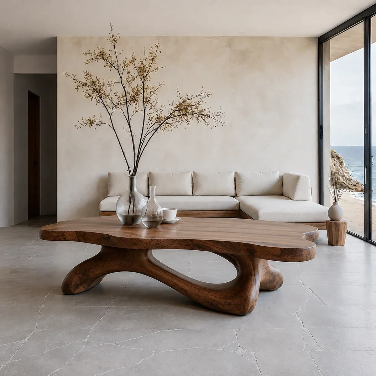 Solid Wood Coffee Table with Live Edge Top and Sculptural Base - Arboriswood - 13