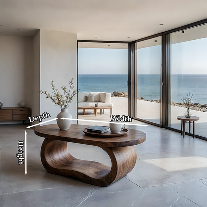 Solid Wood Coffee Table with Organic Curves and Sculptural Base - ArborisWood - 10