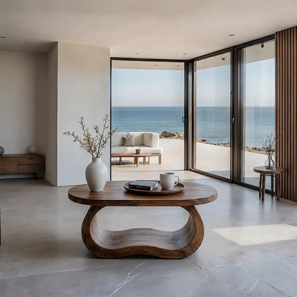 Solid Wood Coffee Table with Organic Curves and Sculptural Base - ArborisWood - 11
