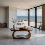 Solid Wood Coffee Table with Organic Curves and Sculptural Base - Arboriswood - 11