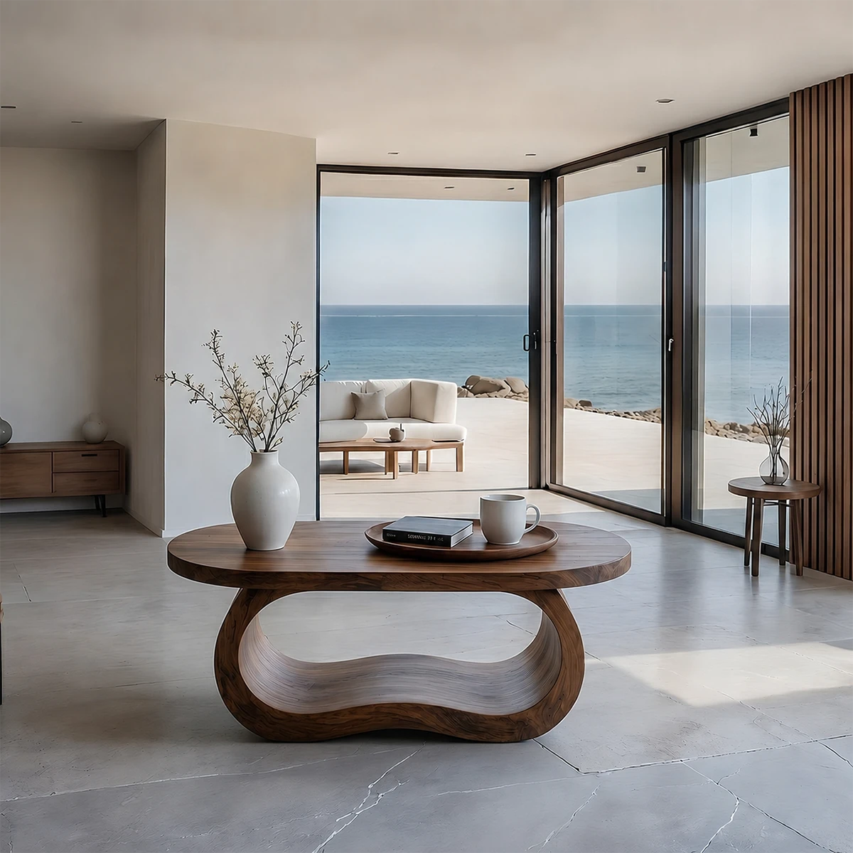 Solid Wood Coffee Table with Organic Curves and Sculptural Base - ArborisWood - 12