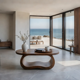 Solid Wood Coffee Table with Organic Curves and Sculptural Base - Arboriswood - 12