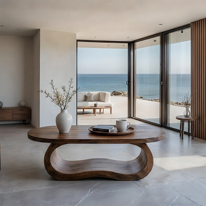 Solid Wood Coffee Table with Organic Curves and Sculptural Base - ArborisWood - 3