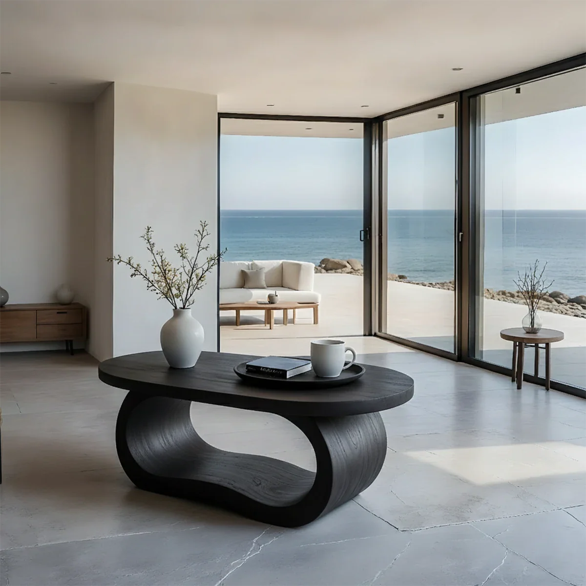Solid Wood Coffee Table with Organic Curves and Sculptural Base - ArborisWood - 8