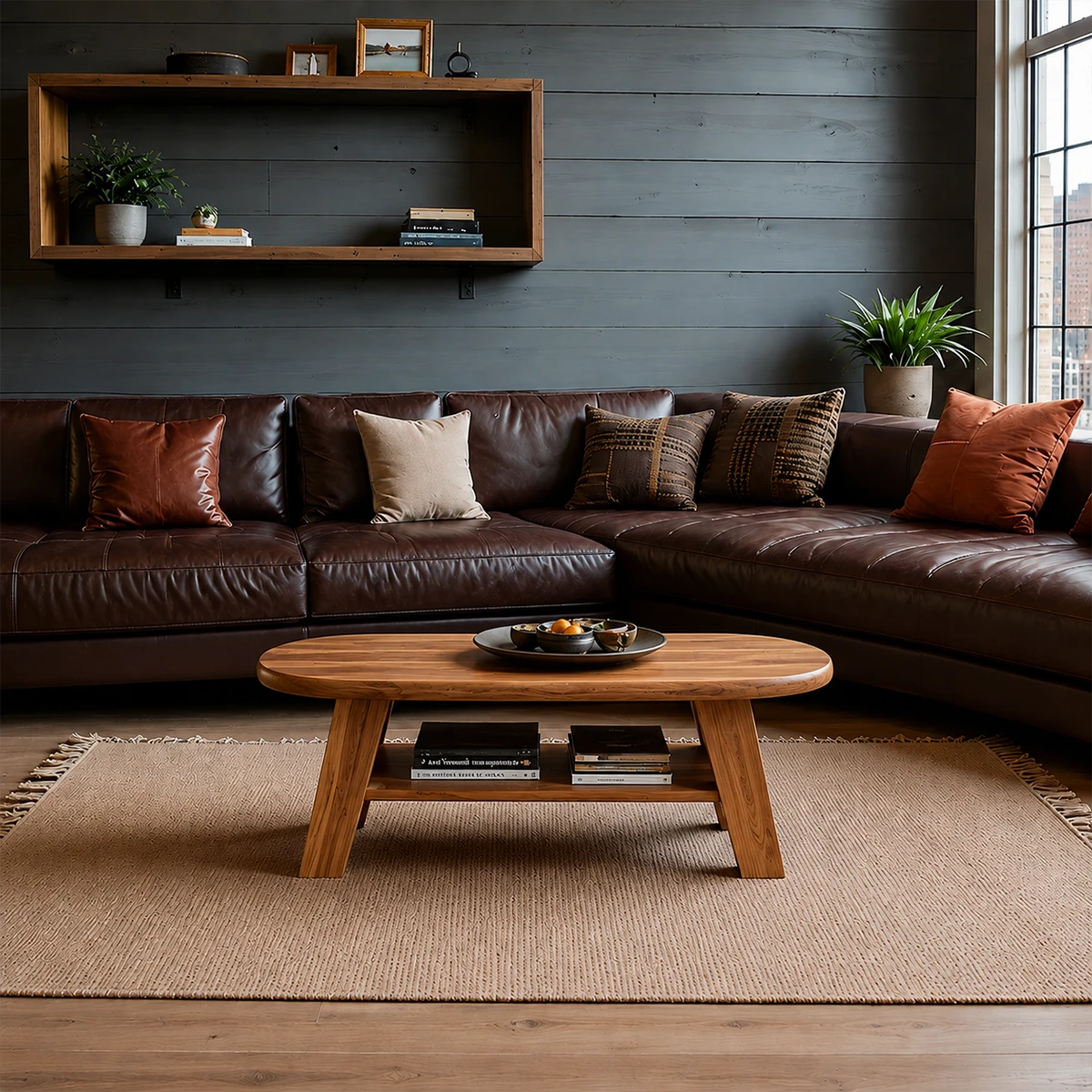 Solid Wood Coffee Table with Oval Shape and Open Shelf Storage - ArborisWood - 12