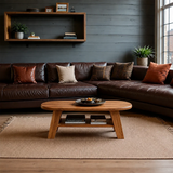 Solid Wood Coffee Table with Oval Shape and Open Shelf Storage - Arboriswood - 12