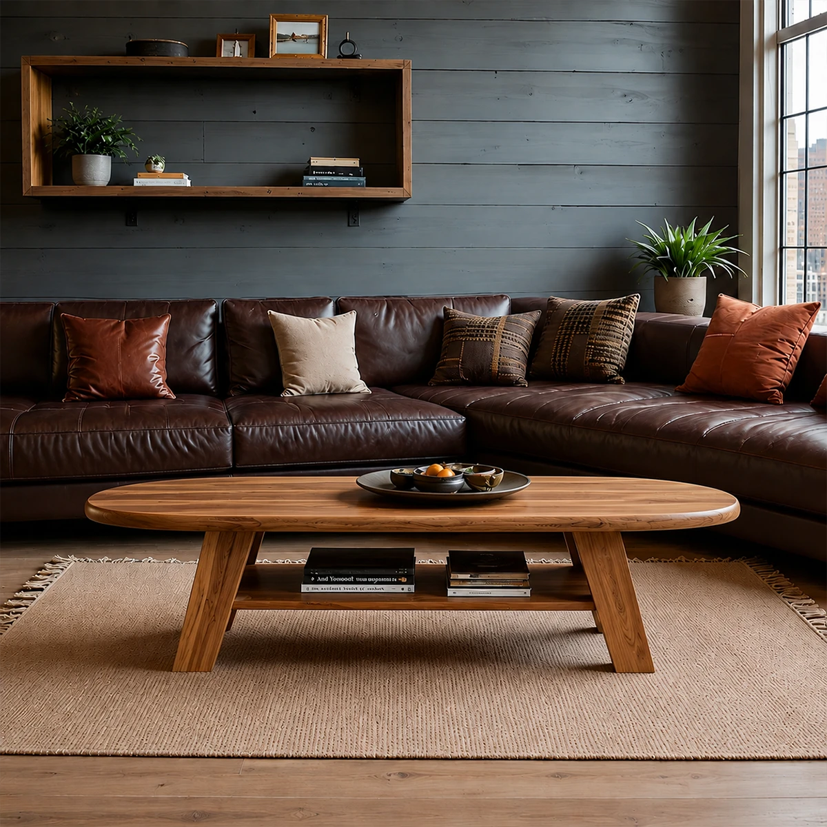 Solid Wood Coffee Table with Oval Shape and Open Shelf Storage - ArborisWood - 13
