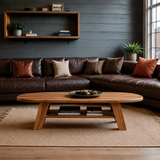 Solid Wood Coffee Table with Oval Shape and Open Shelf Storage - Arboriswood - 13