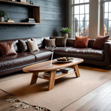 Solid Wood Coffee Table with Oval Shape and Open Shelf Storage - Arboriswood - 9