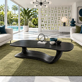 Solid Wood Coffee Table with Rounded Slab Top on Flowing Single-Ribbon Wave Base - Arboriswood - 10