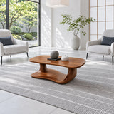Solid Wood Coffee Table with Rounded Slab Top on Flowing Single-Ribbon Wave Base - Arboriswood - 11