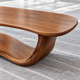 Solid Wood Coffee Table with Rounded Slab Top on Flowing Single-Ribbon Wave Base - Arboriswood - 4