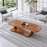 Solid Wood Coffee Table with Rounded Slab Top on Flowing Single-Ribbon Wave Base - Arboriswood - 5