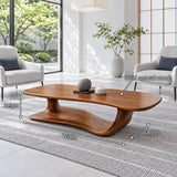 Solid Wood Coffee Table with Rounded Slab Top on Flowing Single-Ribbon Wave Base - Arboriswood - 7