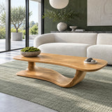 Solid Wood Coffee Table with Rounded Slab Top on Flowing Single-Ribbon Wave Base - Arboriswood - 9