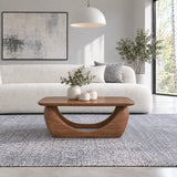Solid Wood Coffee Table with Softened Slab Top on Twin-Arch Ribbon Base - Arboriswood - 11