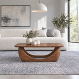 Solid Wood Coffee Table with Softened Slab Top on Twin-Arch Ribbon Base - Arboriswood - 12