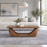 Solid Wood Coffee Table with Softened Slab Top on Twin-Arch Ribbon Base - Arboriswood - 13