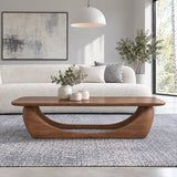 Solid Wood Coffee Table with Softened Slab Top on Twin-Arch Ribbon Base - Arboriswood - 2